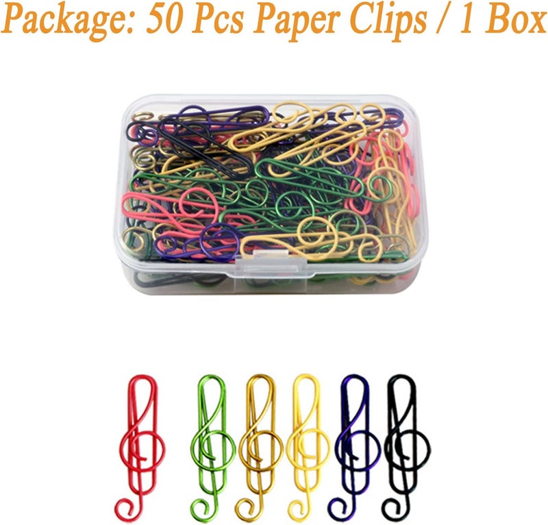 COUKASO Paper Clips Cute Musical Note Shape Paper Clip for Music Enthusiast for Party Invitation Card Notebook Files Office School Supplies (50 Pcs Musical Note Shape) - Image 4